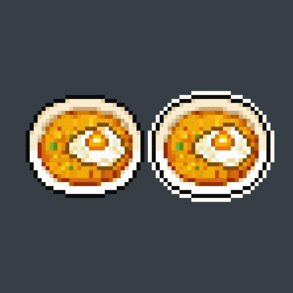 fried rice in pixel art style vector