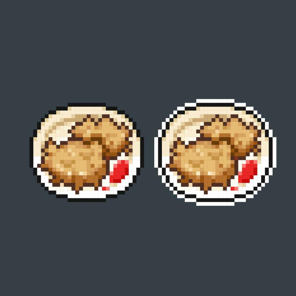 bakwan indonesian street food in pixel art style vector