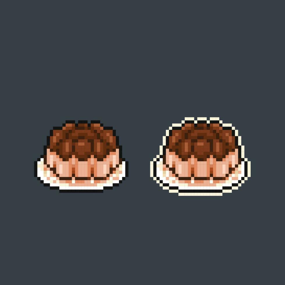 chocolate pudding in pixel art style vector