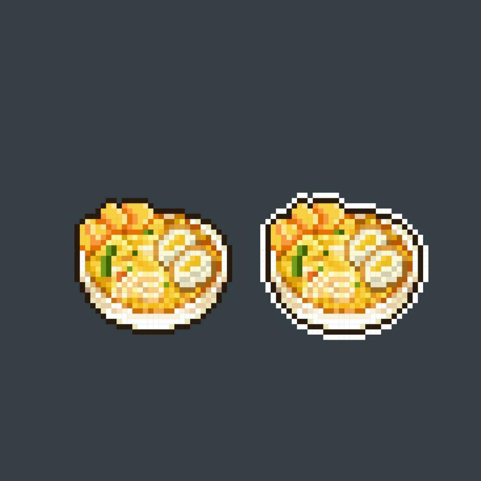 chicken porridge in pixel art style vector