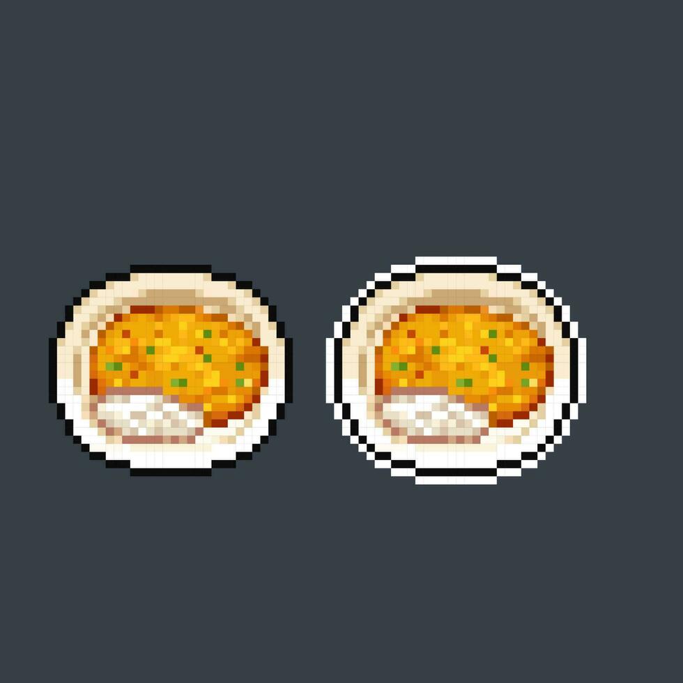 curry cuisine in pixel art style vector