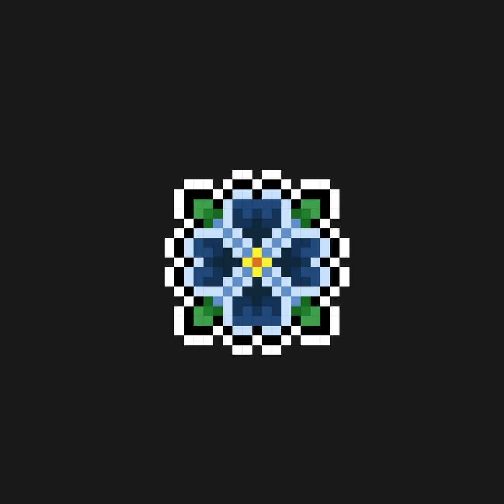mini blue flower in pixel art style vector