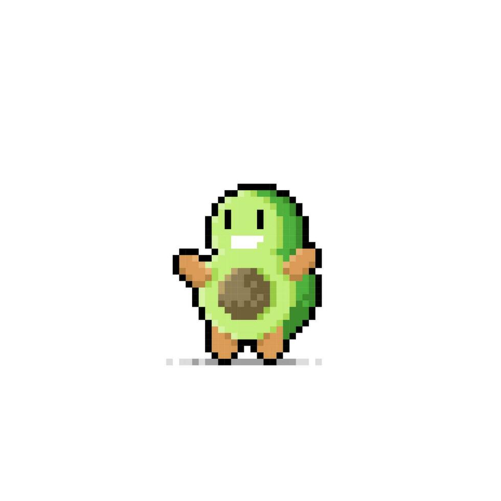 cute avocado character in pixel art style vector