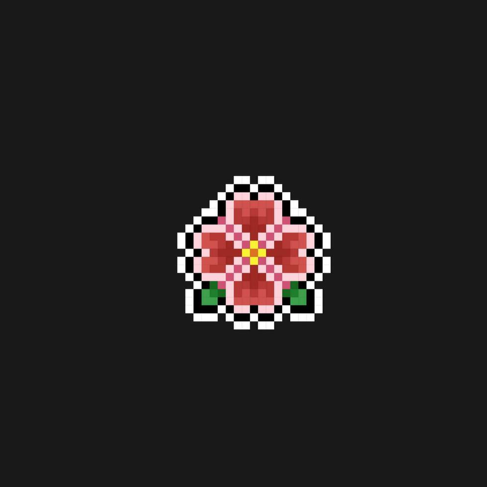 mini red flower in pixel art stye vector