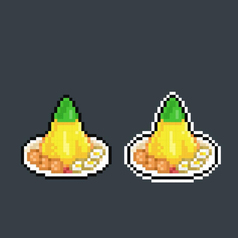 yellow rice in pixel art style vector