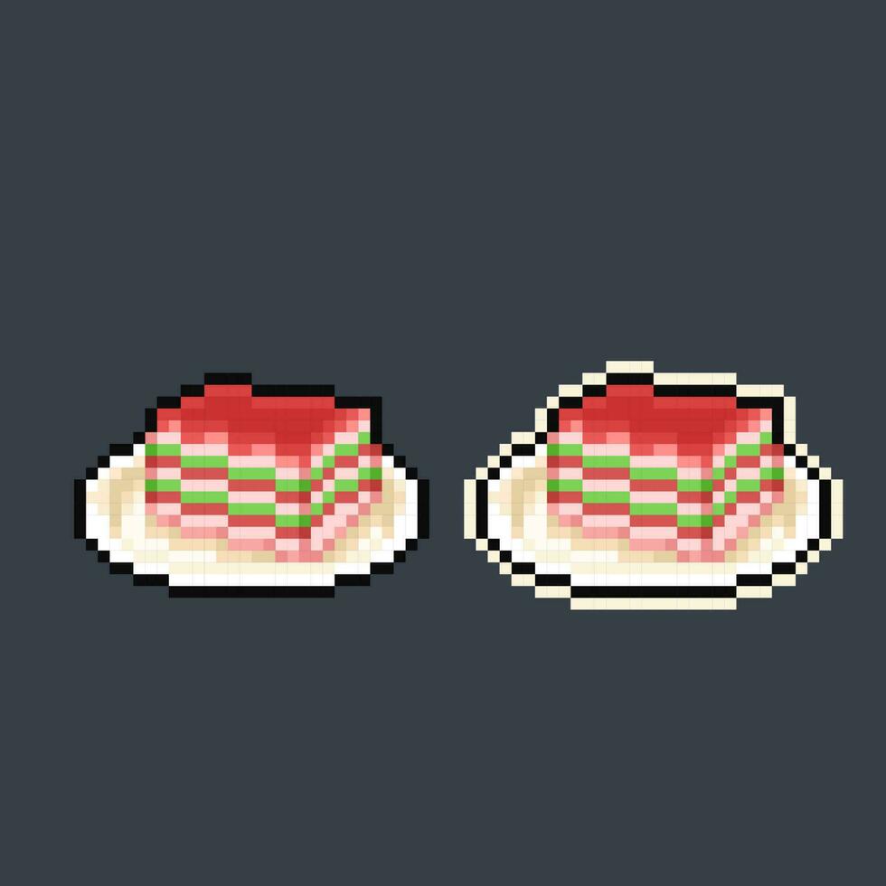 Lapis cake Indonesian traditional food in pixel art style vector