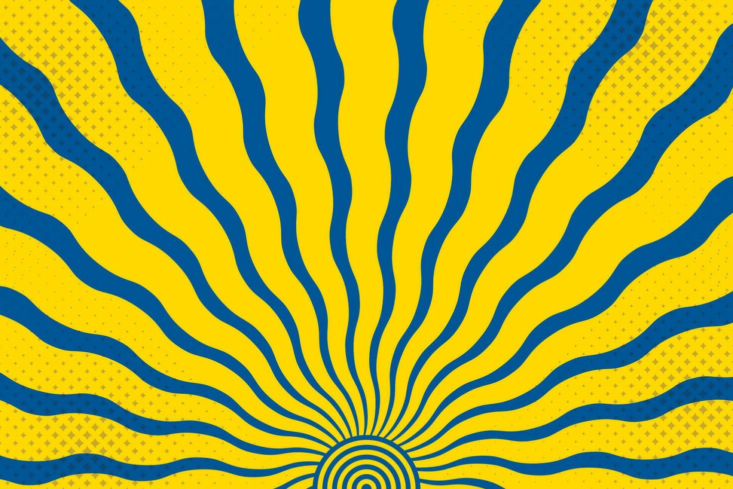 azul y amarillo puesta de sol Clásico estilo bandera antecedentes rayos de sol antecedentes trama de semitonos modelo rayos de sol bandera vector