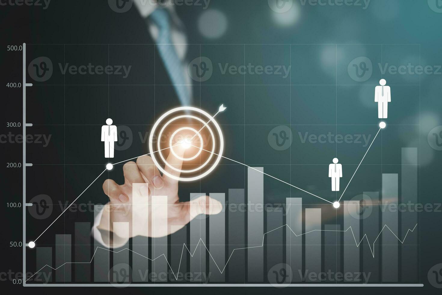 Business analytics and financial concept, Plans to increase business growth and an increase ,Technology and Business trend analysis concepts, with business graphs coming out on the computer notebook. photo