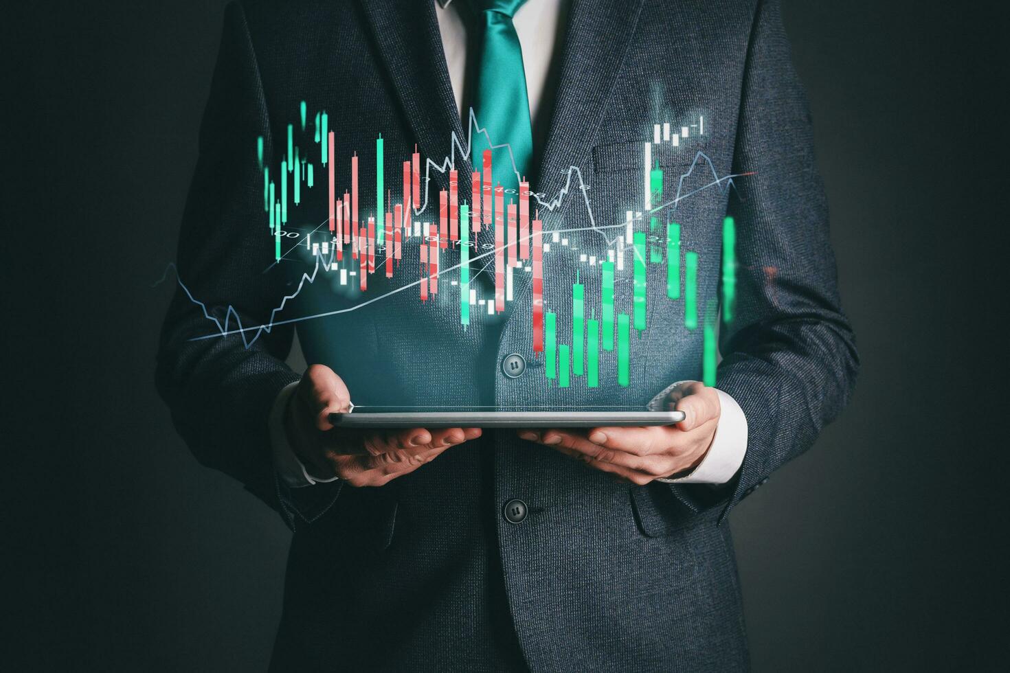 negocio hombre computadora mano participación ordenador portátil tableta grafico negocio valores mercado grafico comercio análisis inversión financiero valores intercambiar grafico gráfico comerciante valores mercado analizando digital tecnología foto