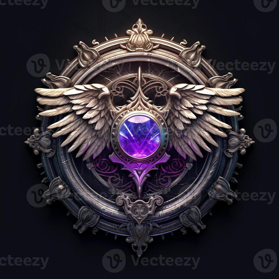 Luxury shield with wings and crystal ball photo