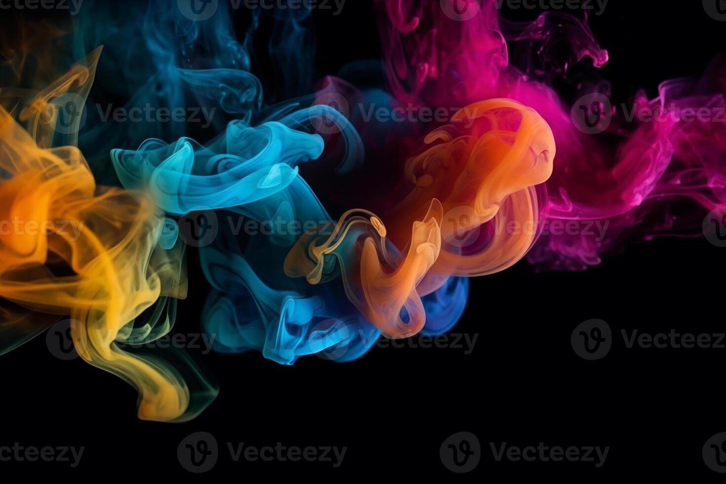 Colorful smoke isolated on black background. Abstract background of colorful smoke. photo