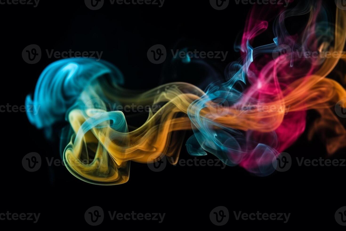 Colorful smoke isolated on black background. Abstract background of colorful smoke. photo