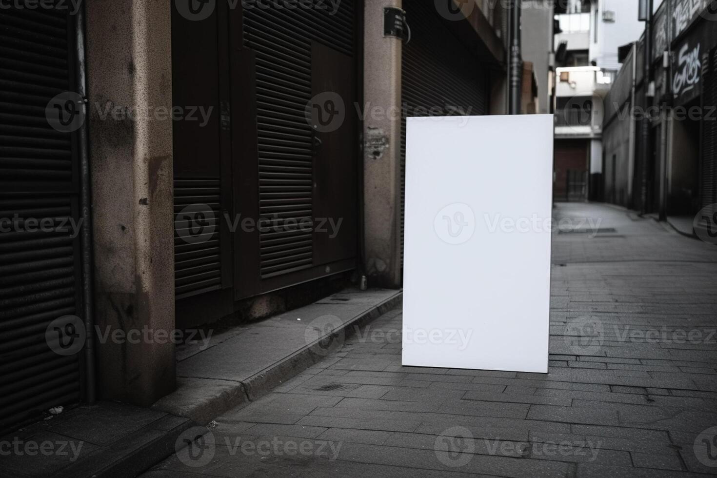 a Blank white sign board mockup isolated outside photo