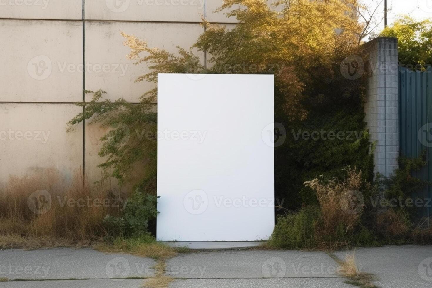 a Blank white sign board mockup isolated outside photo