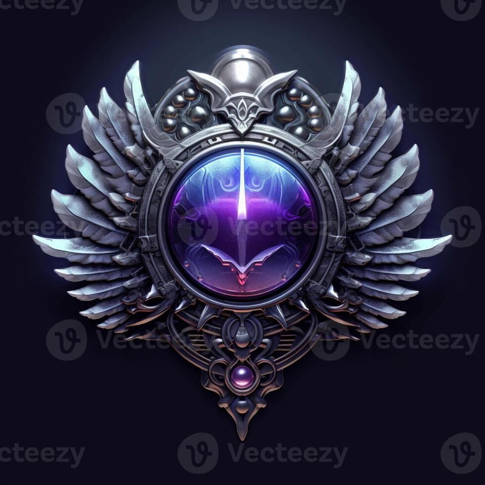 Luxury shield with wings and crystal ball photo