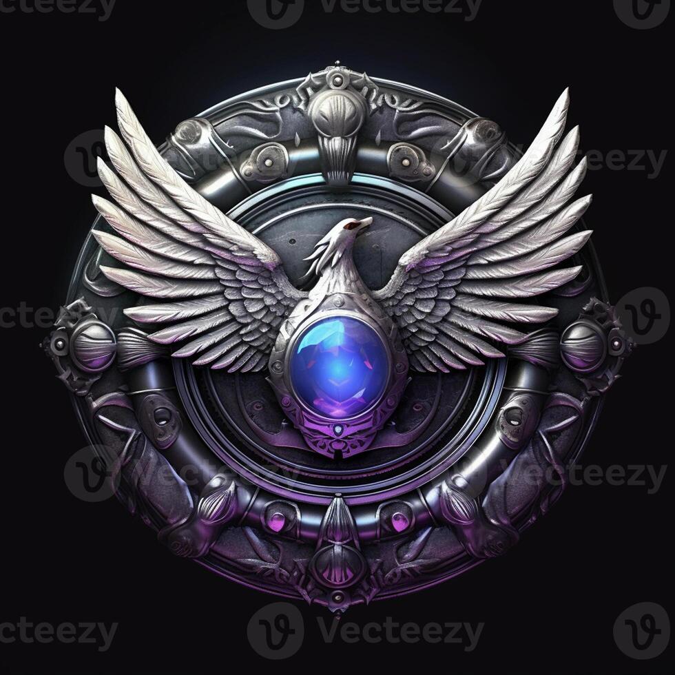 Luxury shield with wings and crystal ball photo