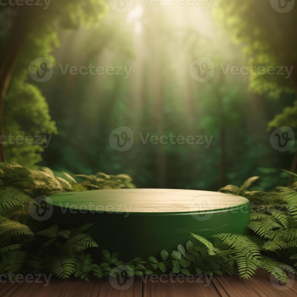 Naturel product display background stage with blank podium pedestal photo