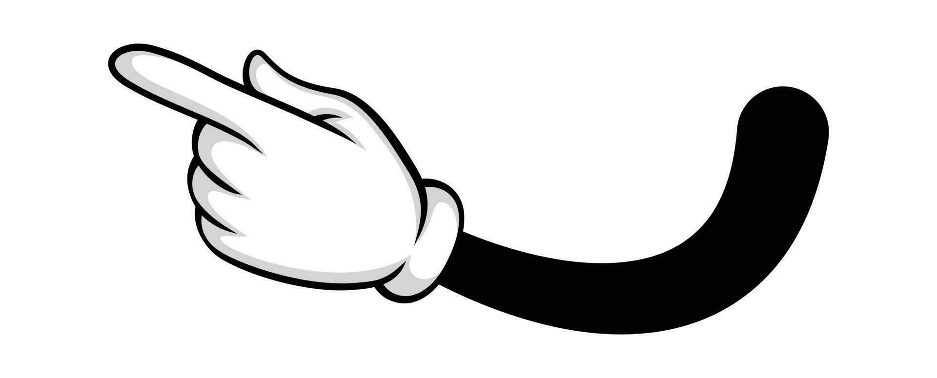 Direct to left, cartoon hand show right way vector