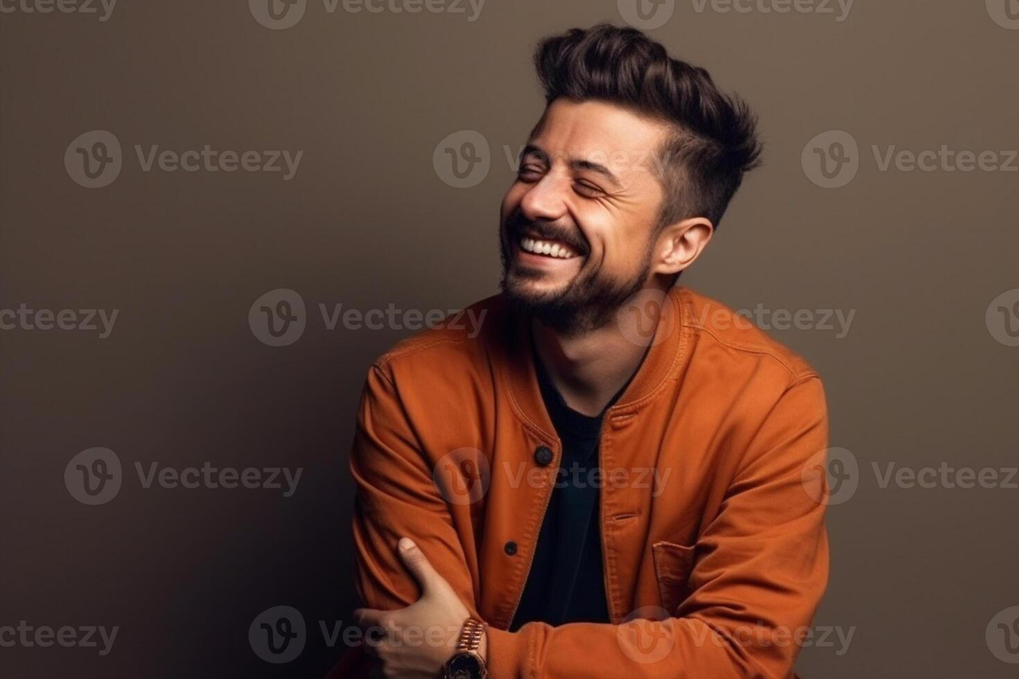 a man on solid color background with a Smile facial expression photo