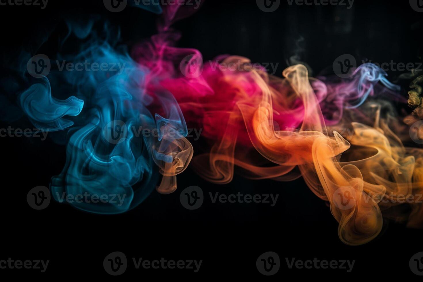 Colorful smoke isolated on black background. Abstract background of colorful smoke. photo