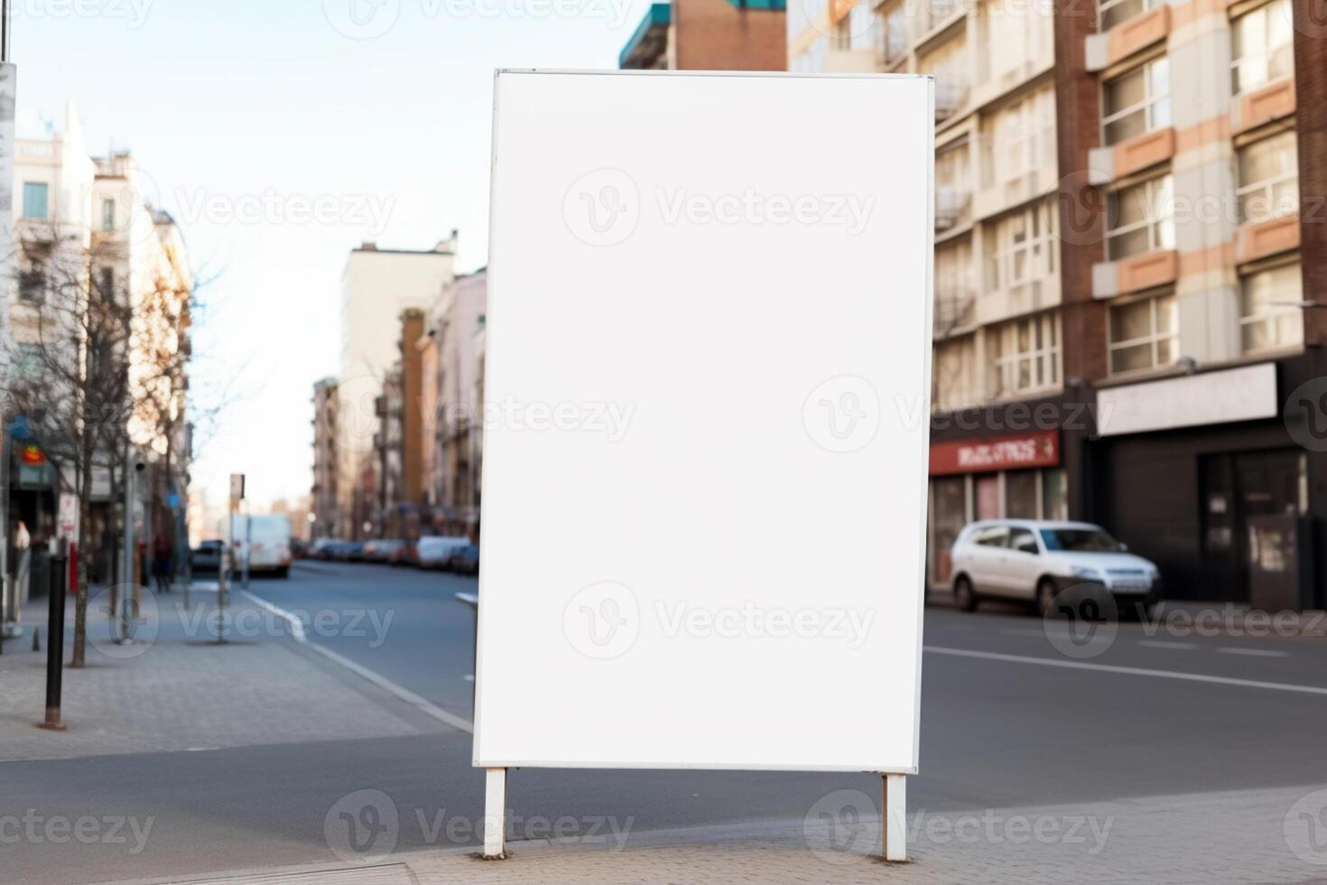 a Blank white sign board mockup isolated outside photo