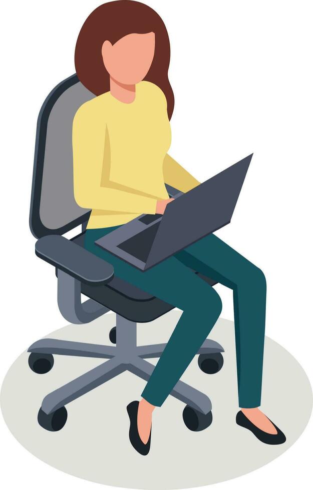 Woman manager sitting on chair with laptop vector