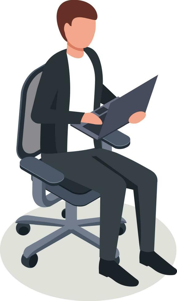 Manager sitting on chair with laptop isolated vector