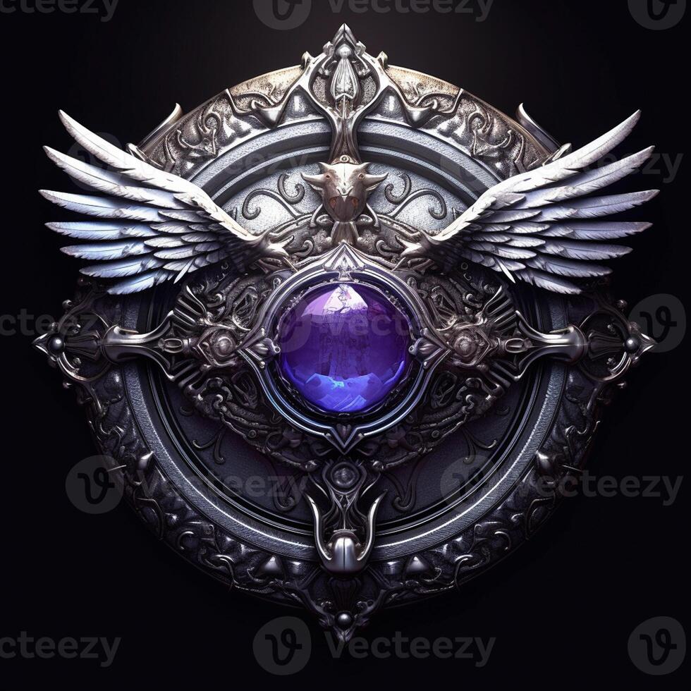 Luxury shield with wings and crystal ball photo