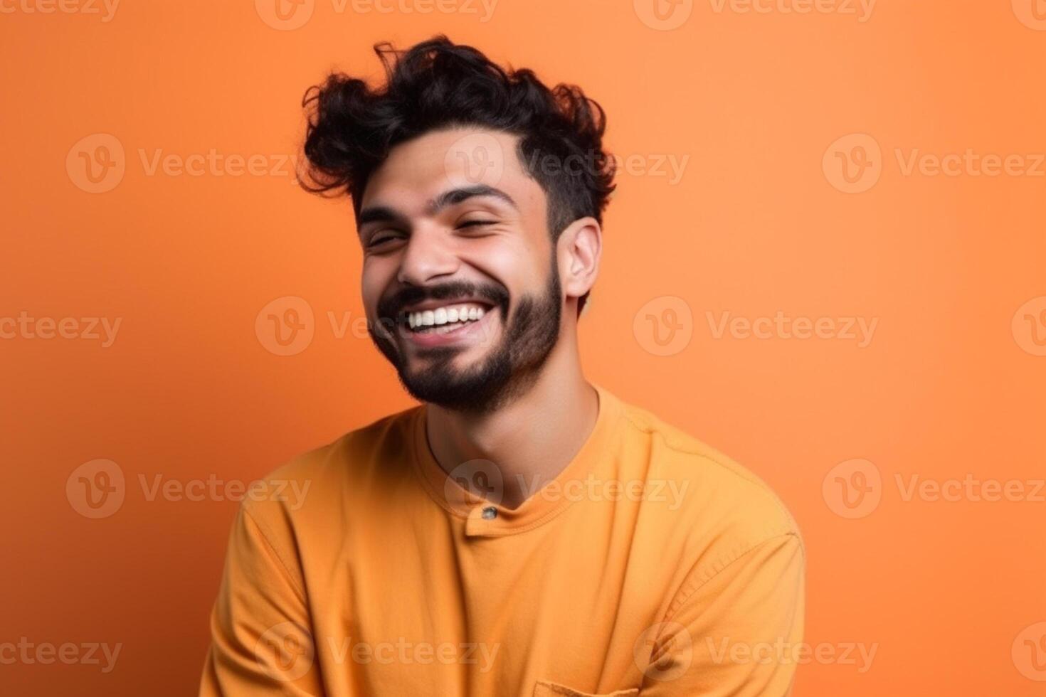 a man on solid color background with a Smile facial expression photo