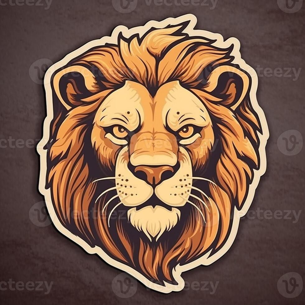 Lion head in retro style, Lion head in vintage style, Lion head emblem, lion head for tattoo or t-shirt, Lion head mascot photo