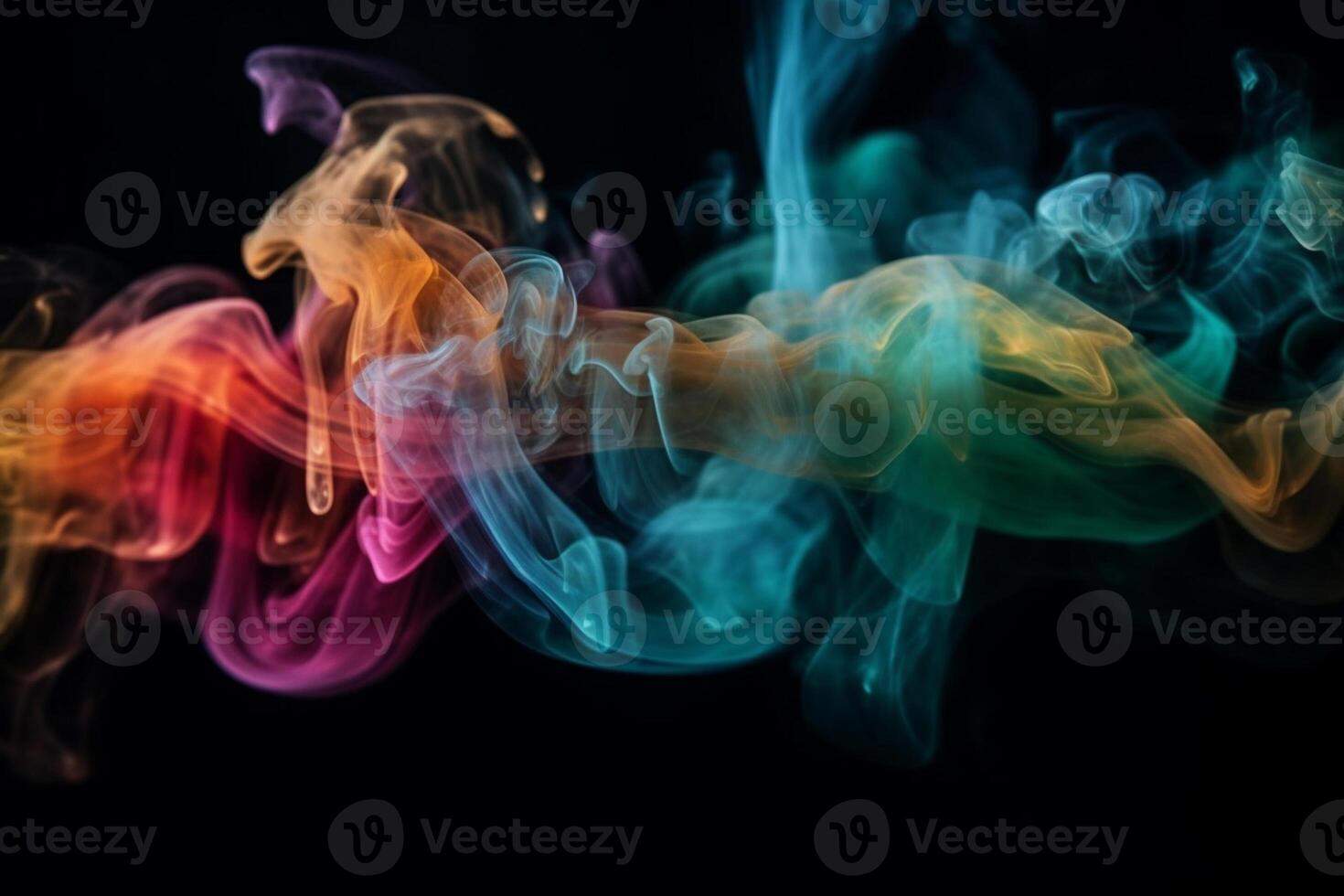 Colorful smoke isolated on black background. Abstract background of colorful smoke. photo