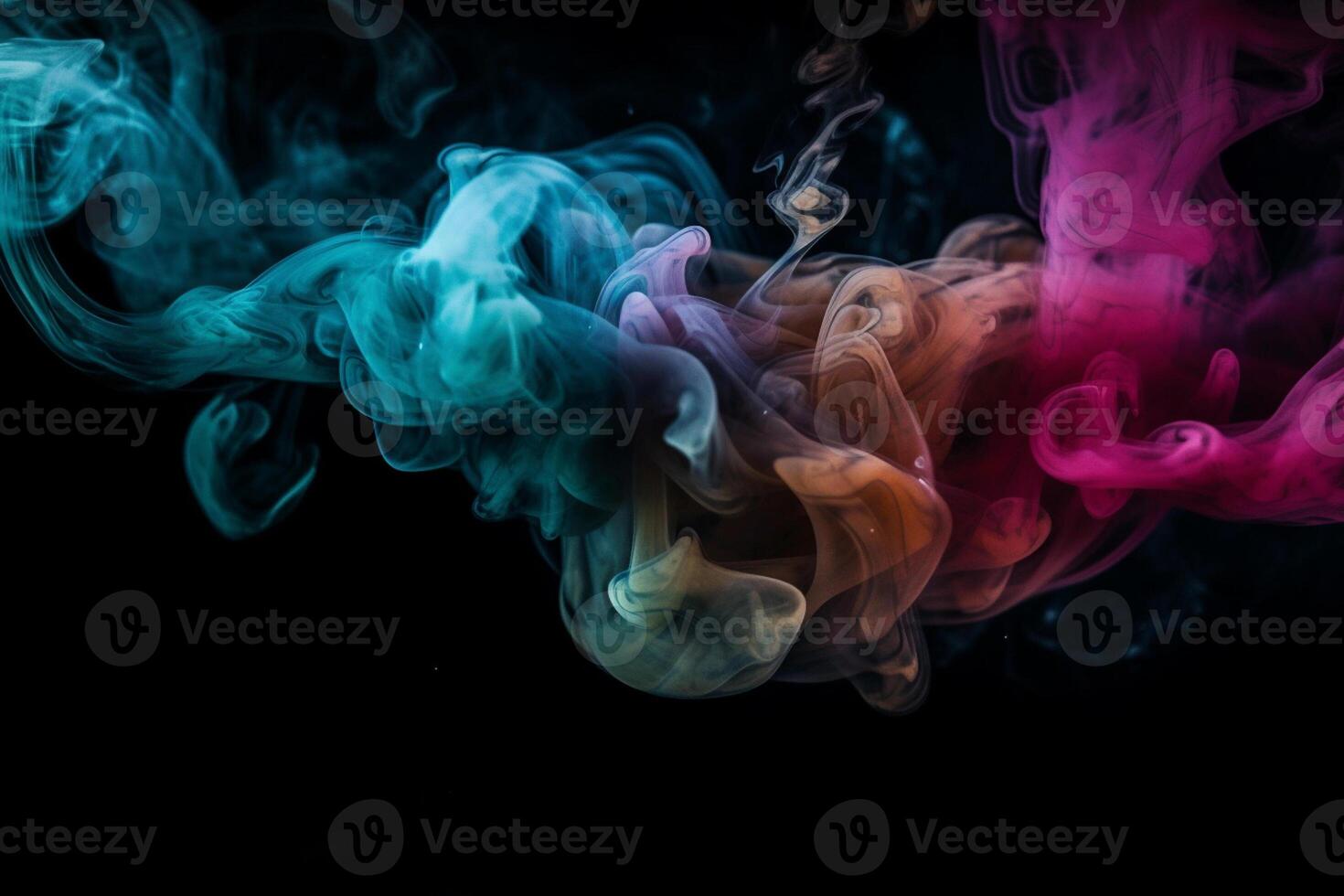 Colorful smoke isolated on black background. Abstract background of colorful smoke. photo
