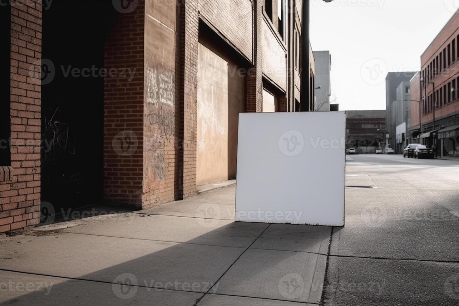 a Blank white sign board mockup isolated outside photo