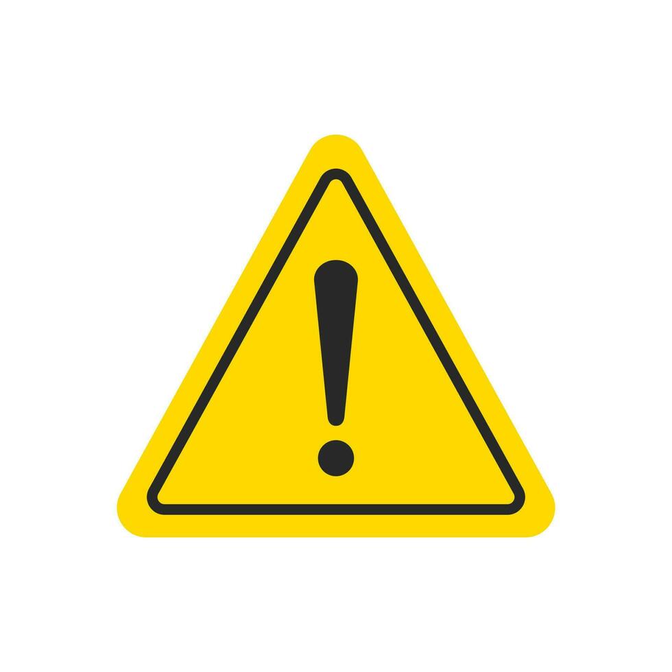 Yellow Warning Triangle Exclamation Mark Sign Isolated Vector Icon Illustration