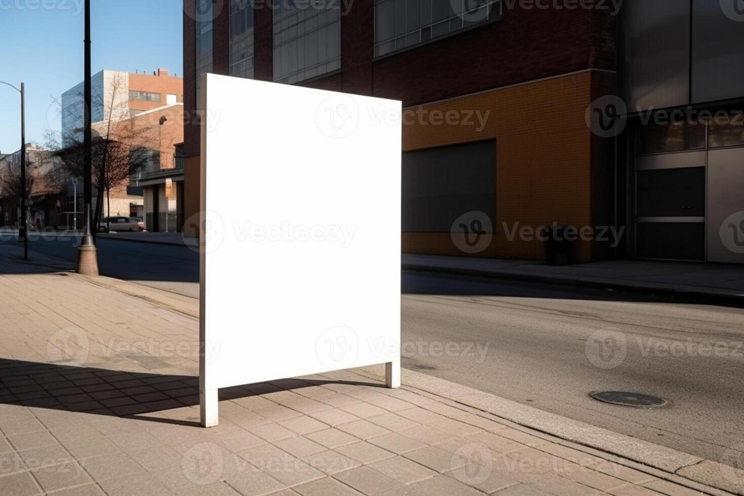 a Blank white sign board mockup isolated outside photo