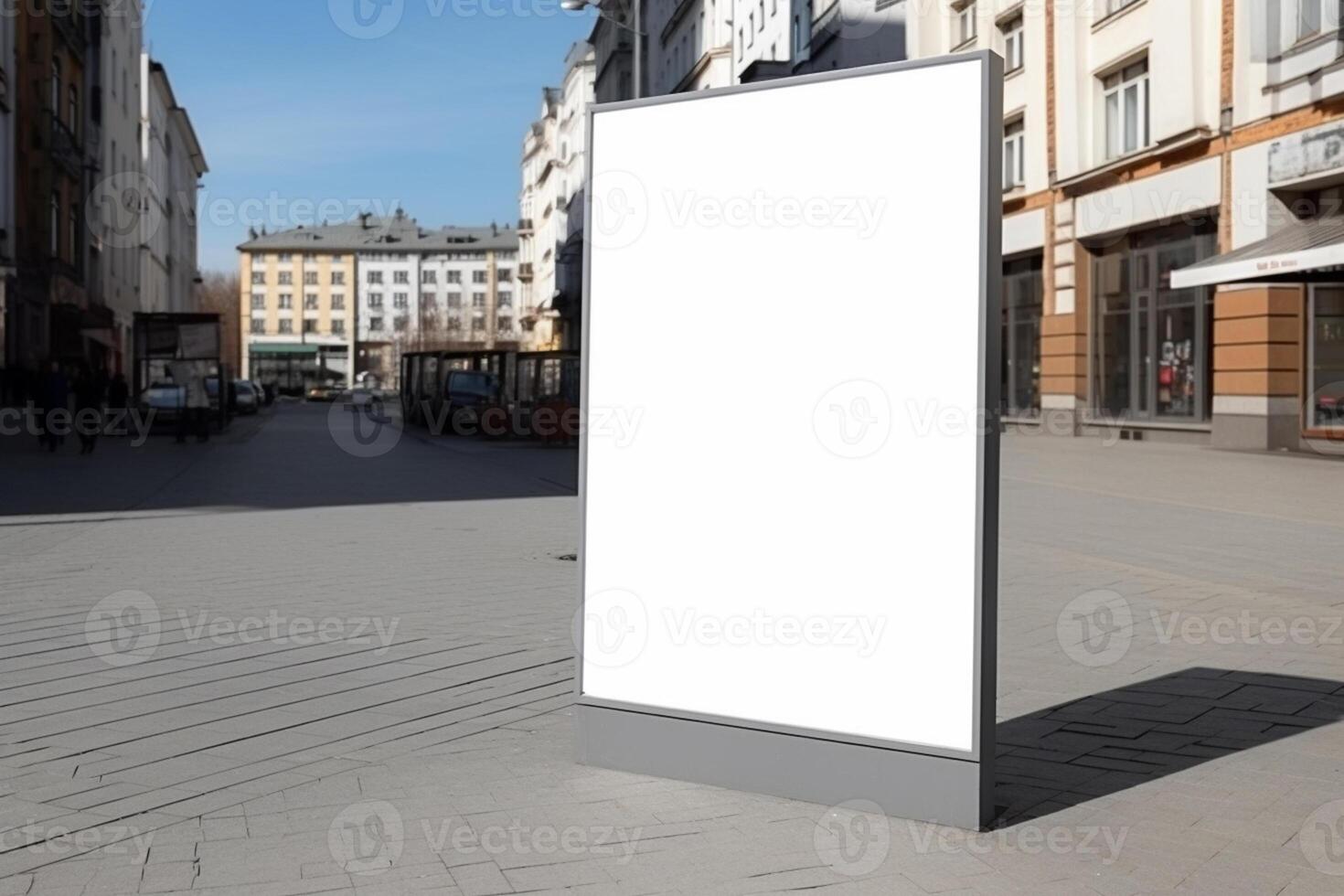 a Blank white sign board mockup isolated outside photo