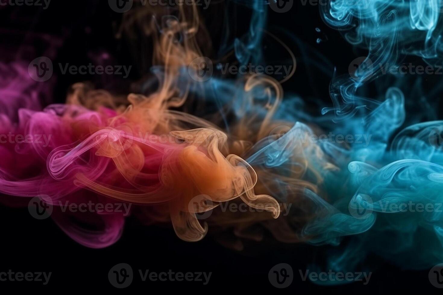 Colorful smoke isolated on black background. Abstract background of colorful smoke. photo