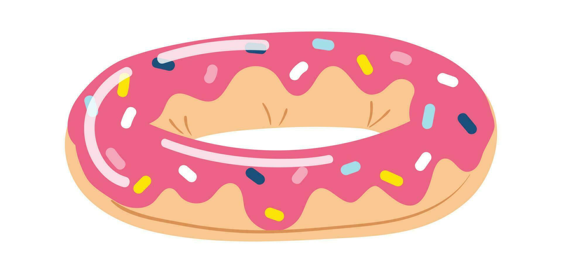 Cartoon colored donut with sweet topping isolated on white background vector