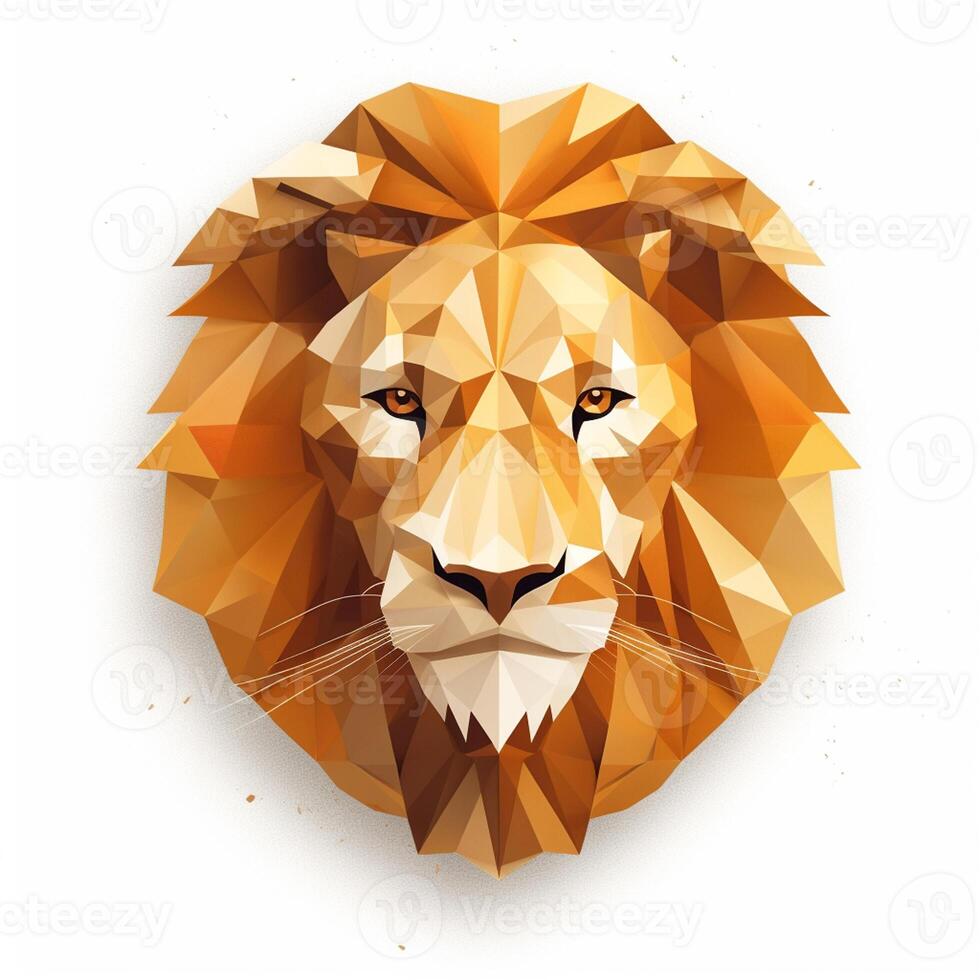 Low poly portrait of a lion. Polygonal low poly illustration. photo