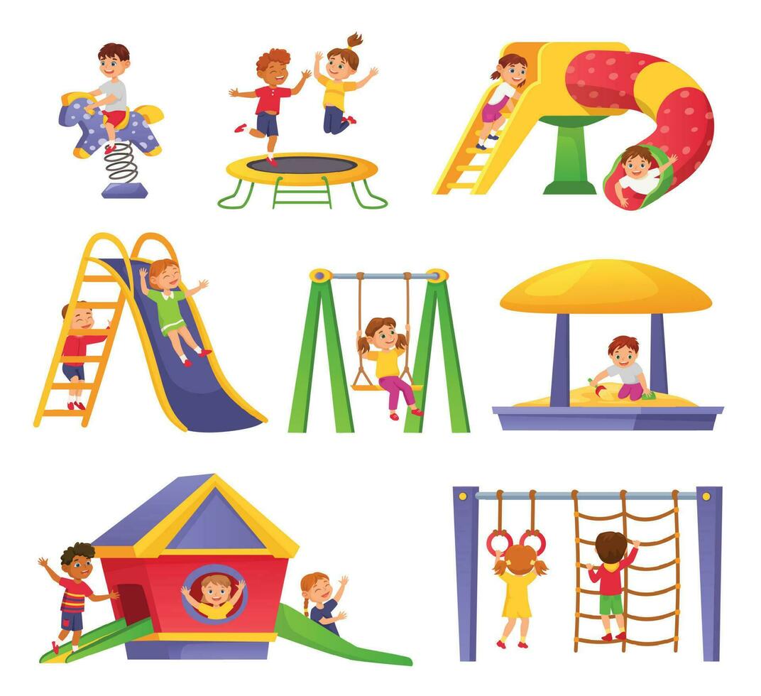 Children at playground with rainbow 4639171 Vector Art at Vecteezy