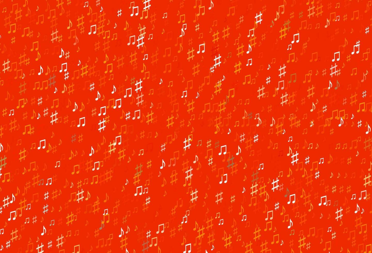 Light Orange vector background with music symbols.