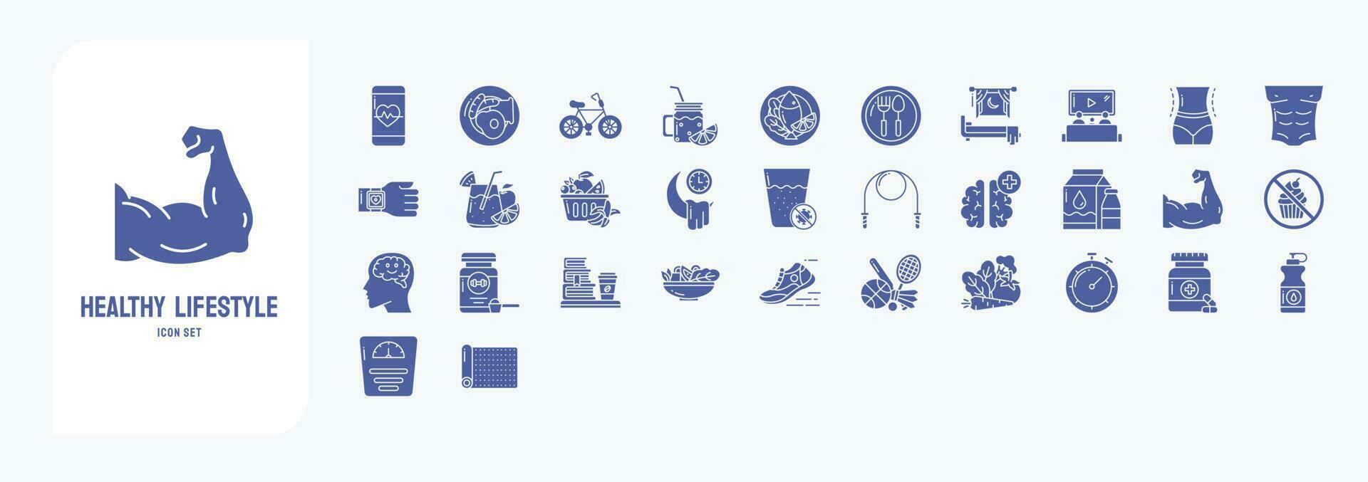 Healthy Lifestyle, including icons like Breakfast, Cycle, Diet meal, Diet and more vector