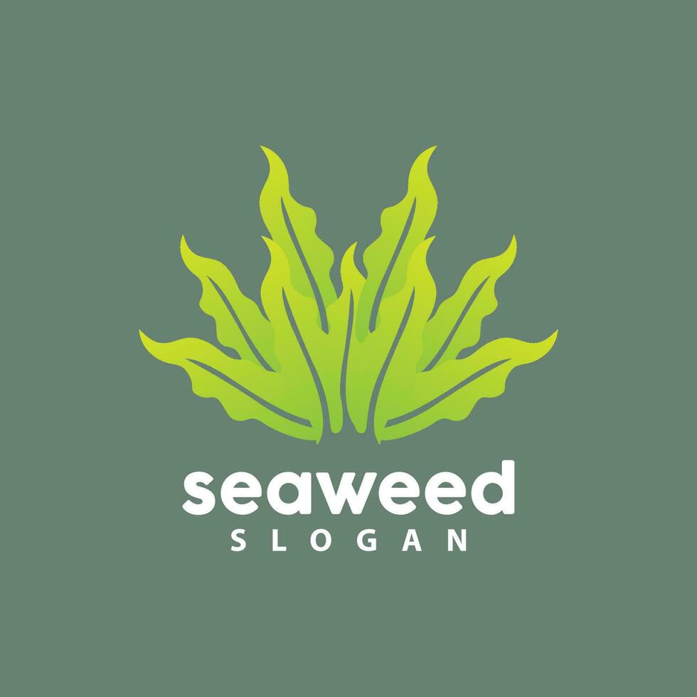 Seaweed Logo, Underwater Plant Vector, Simple Leaf Design, Illustration Template Symbol Icon vector