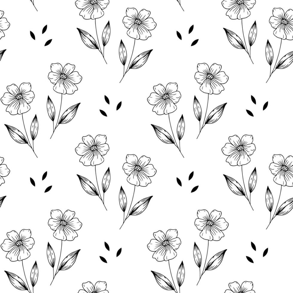 Seamless pattern, hand drawn outline flowers, pastel colors. Textile, design for pastel linen, background, vector
