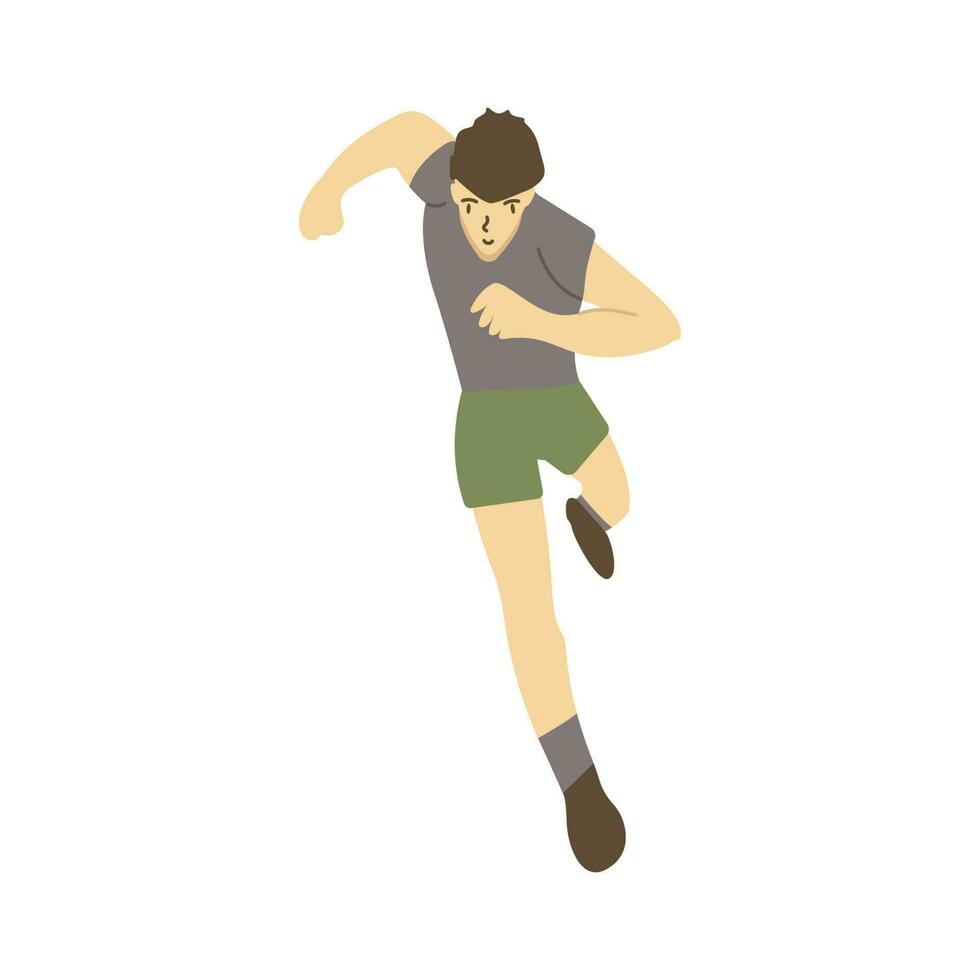 Male athlete runs. Cartoon vector isolated illustration