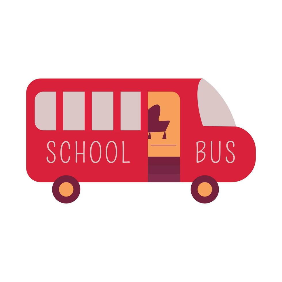 Red school bus vector illustration. Back to School