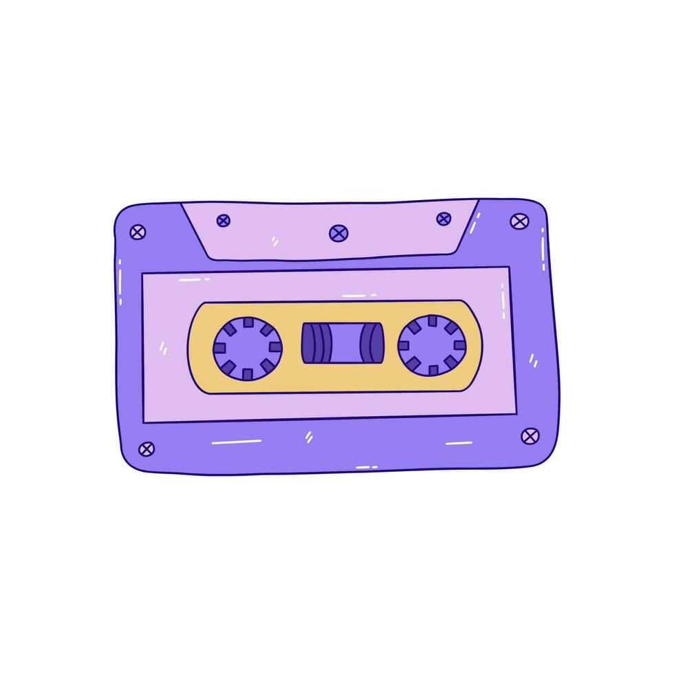 Retro cassette tape for audio player. Vector