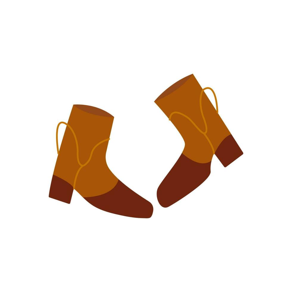 Womens stylish boots with wide heels. Hand drawn vector