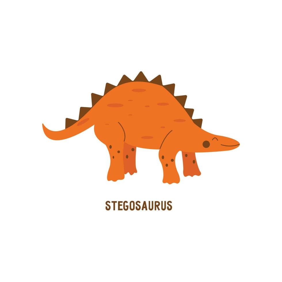estegosaurio dinosaurio. tarjeta vector aislado mano dibujado