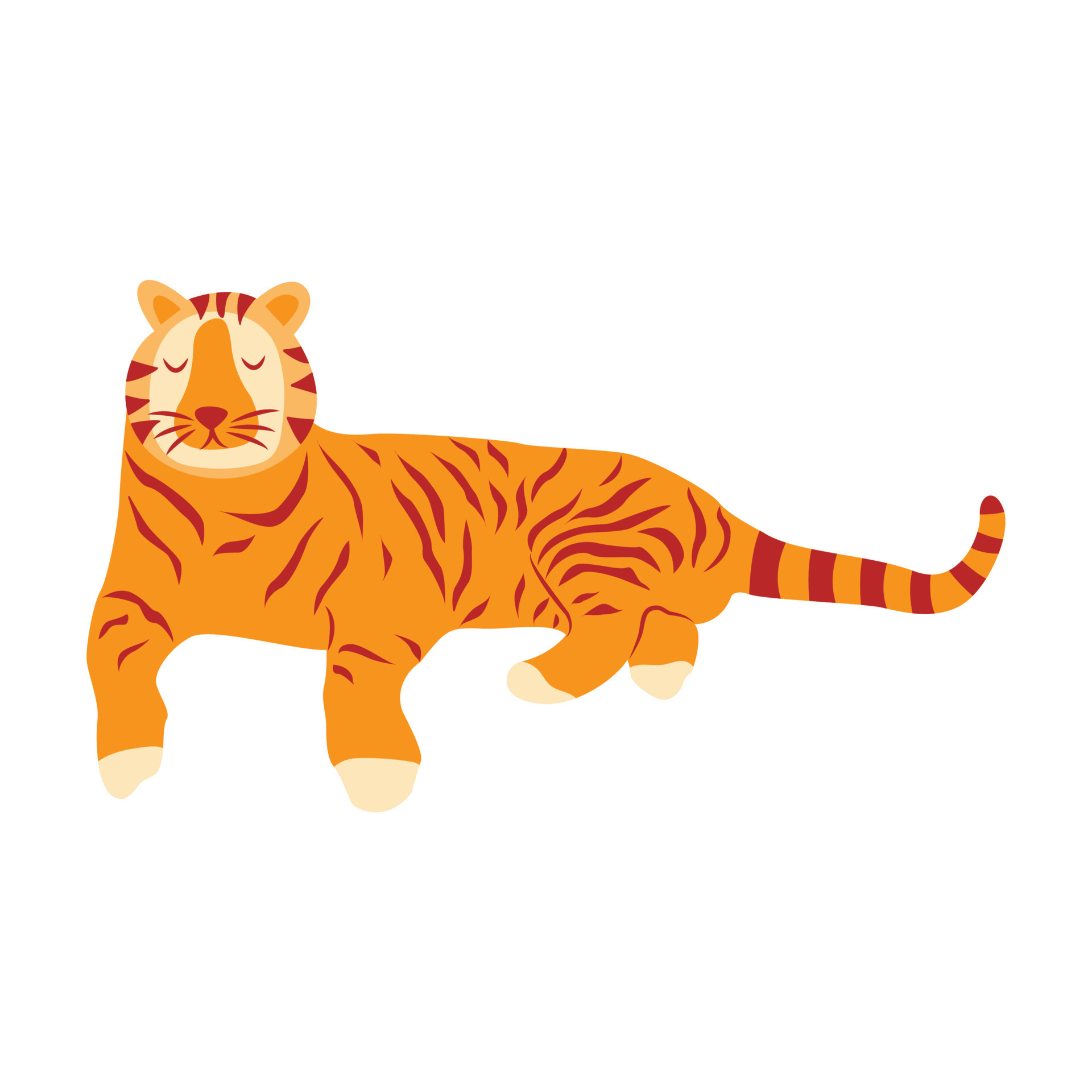 Tiger is lying. Vector hand drawn isolated animal 23333476 Vector Art ...